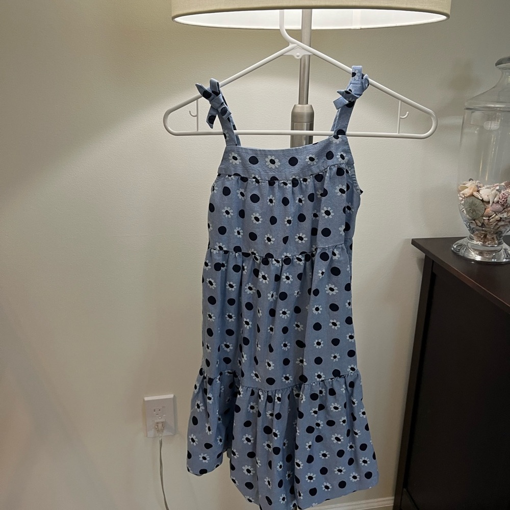 Girls Hanna Andersson Blue dress 6-7 adjustable straps